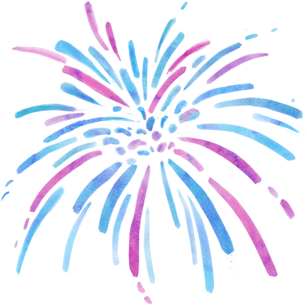 Blue And Pink Watercolor Fireworks