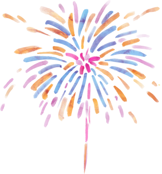 Mixed Tropical Watercolor Fireworks