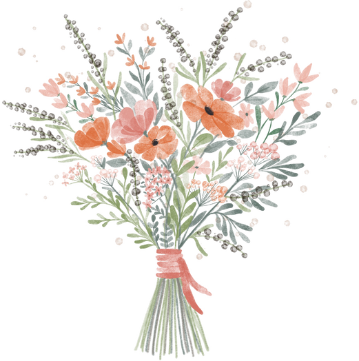 Watercolor Petal Flower Hand Bouquet Illustration