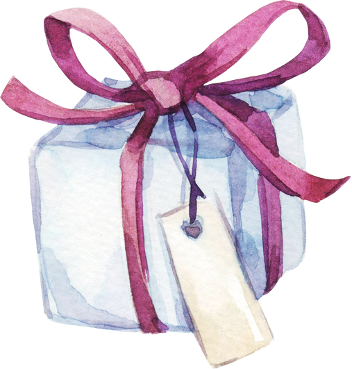 Watercolor romantic  gift box hand painted element